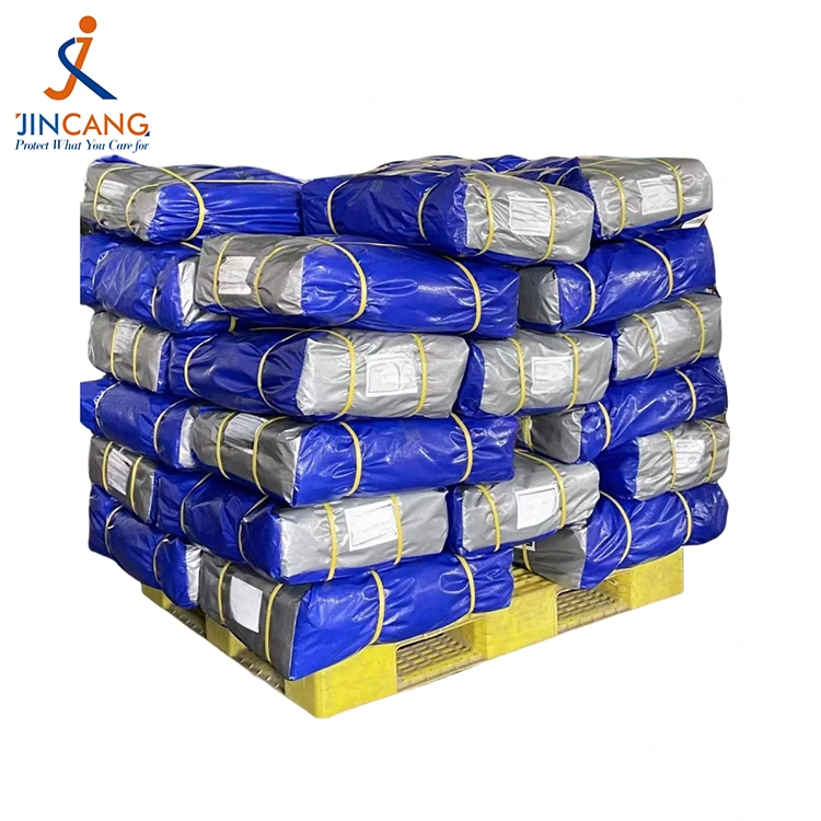 180 ဂရမ်မှောင်မိုက်သောအပြာရောင်ငွေ Pe Tarpaulin